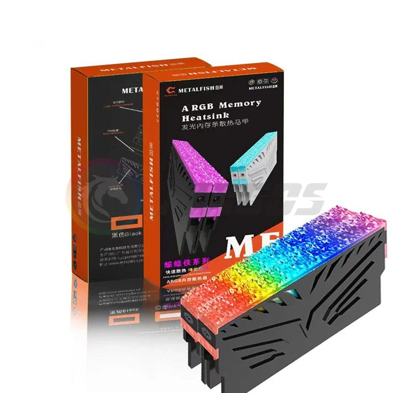 Computer RAM Heatsink 5V ARGB MOBO AURA SYNC, Diamond RGB Flow Style, Memory Stick Armor Vest for DDR3 4 5 Universal