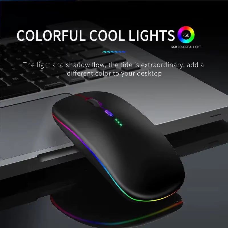 2.4Ghz Bluetooth Wireless Mouse with USB Rechargeable RGB Mouse for Computer Laptop PC Macbook Gaming Mouse Gamer
