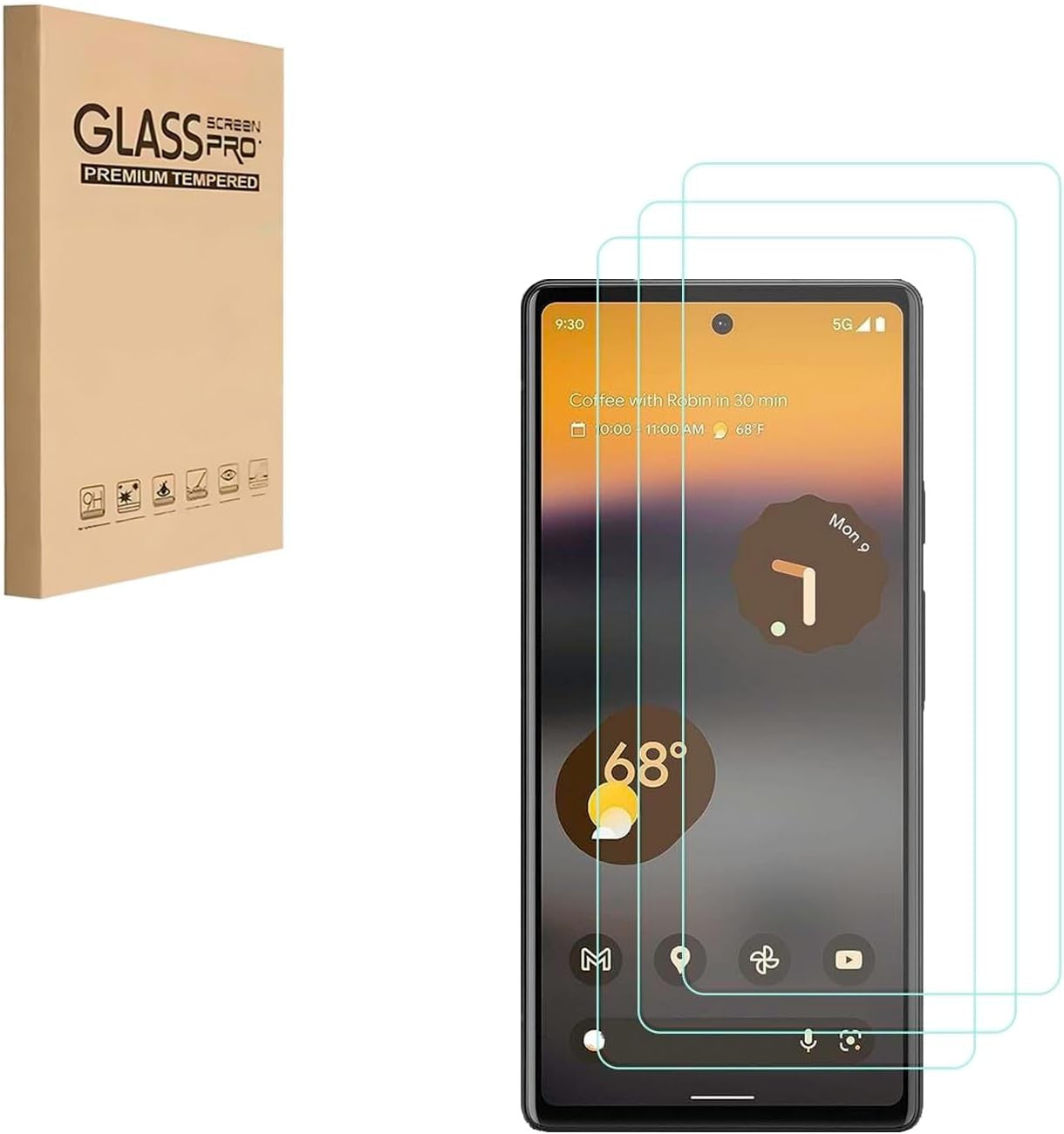 3 PCS Screen Protectors for Google Pixel 6A, HD Tempered Glass Screen...