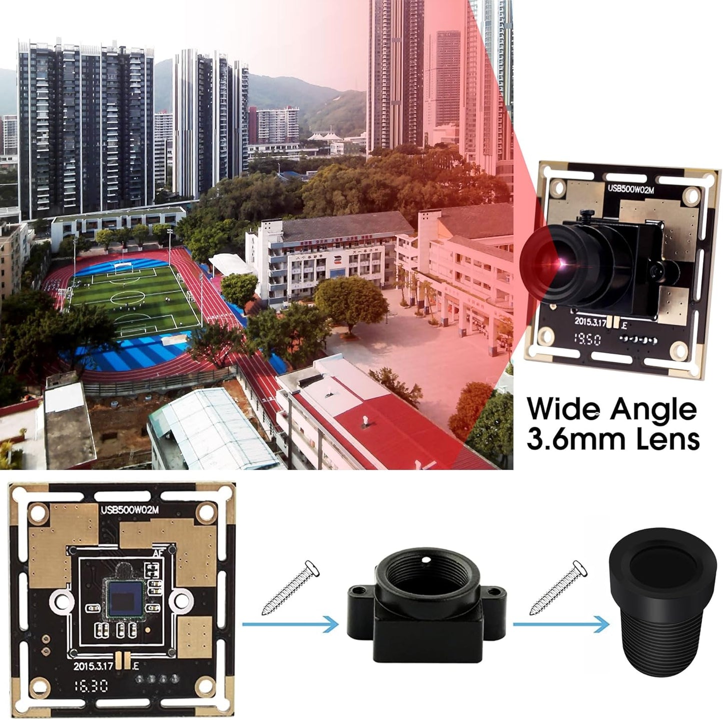 5Mp USB Camera for Computer 3.6Mm Lens MJPEG 5Megapixel Industrial Machine Vision HD USB Camera Module for Windows Linux Android System,Mini UVC USB2.0 Webcam Board for Laptop, PC, Jetson Nano