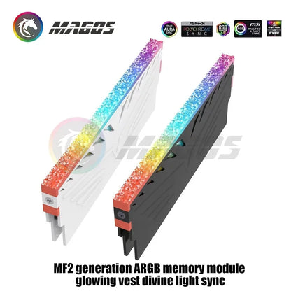 Computer RAM Heatsink 5V ARGB MOBO AURA SYNC, Diamond RGB Flow Style, Memory Stick Armor Vest for DDR3 4 5 Universal