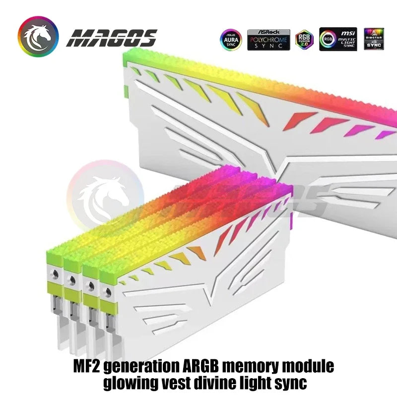 Computer RAM Heatsink 5V ARGB MOBO AURA SYNC, Diamond RGB Flow Style, Memory Stick Armor Vest for DDR3 4 5 Universal