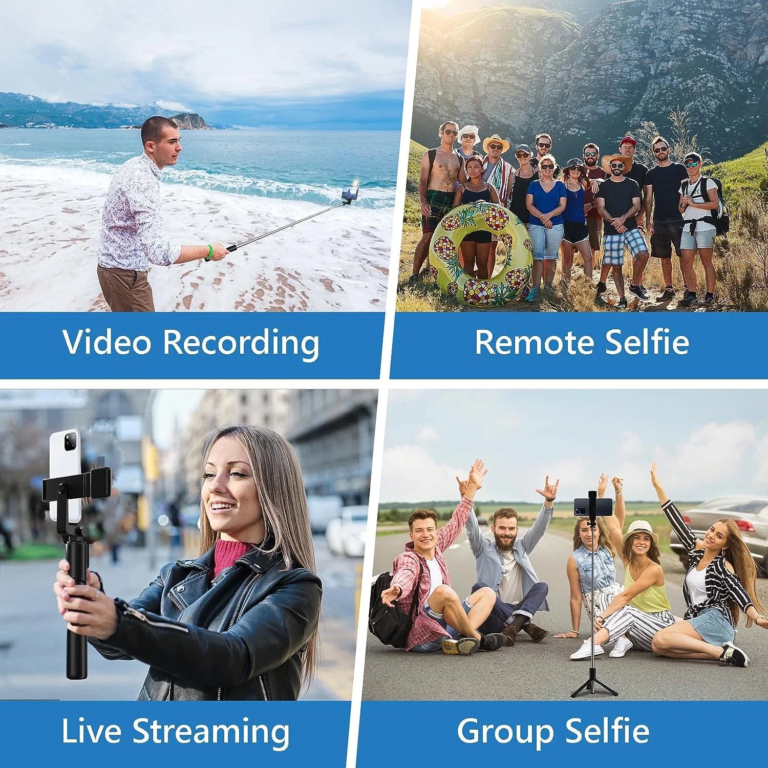 Selfie Stick, 40In Retractable  with Remote, 2 Level Fill Light, Selfie Tripod for Iphone Android