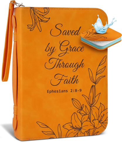 Large Bible Cover Case for Women (11"X8"X2.5") PU Leather Bible Cover for Girl