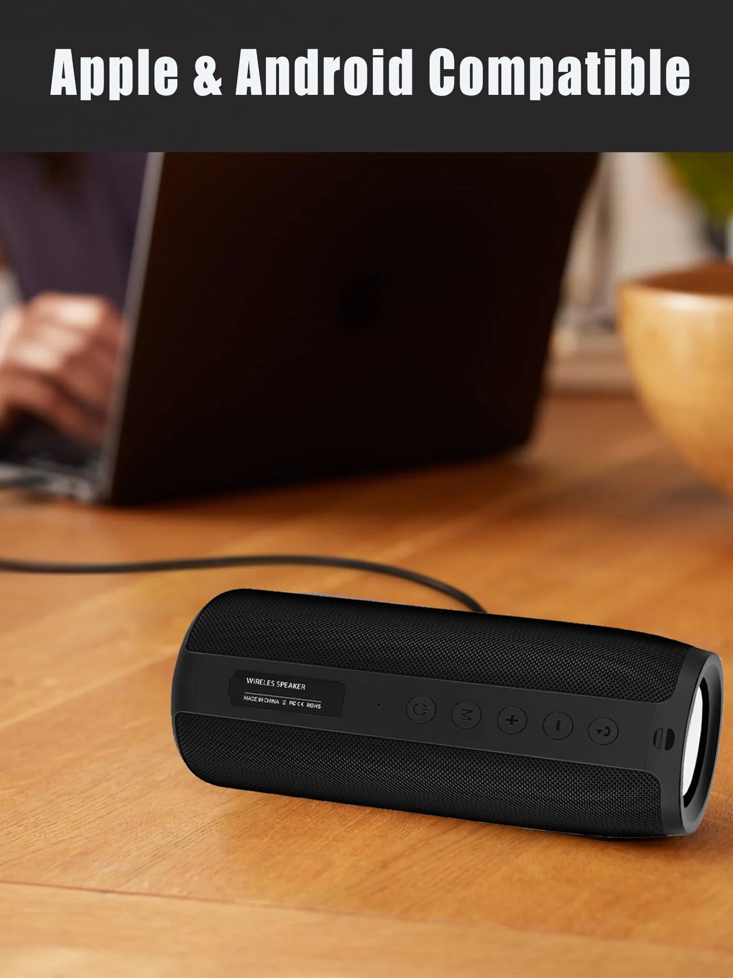 Portable Bluetooth Speaker, Wireless Speaker with Deep Bass Sound, Outdoor Speakers with Bluetooth 5.0, 30H Playtime, Dual Pairing for Home,Party