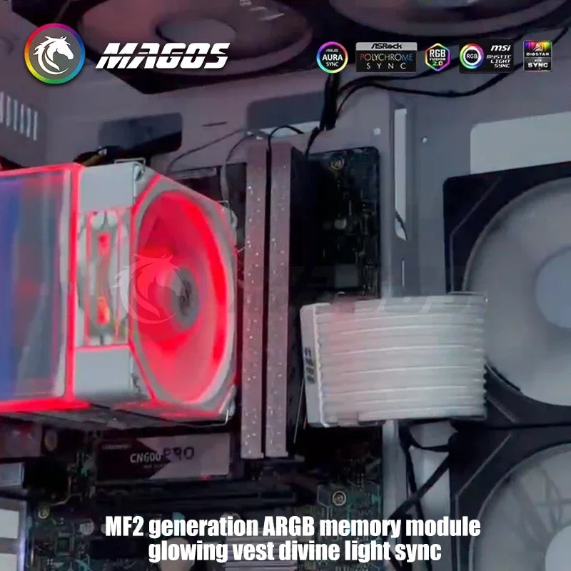 Computer RAM Heatsink 5V ARGB MOBO AURA SYNC, Diamond RGB Flow Style, Memory Stick Armor Vest for DDR3 4 5 Universal