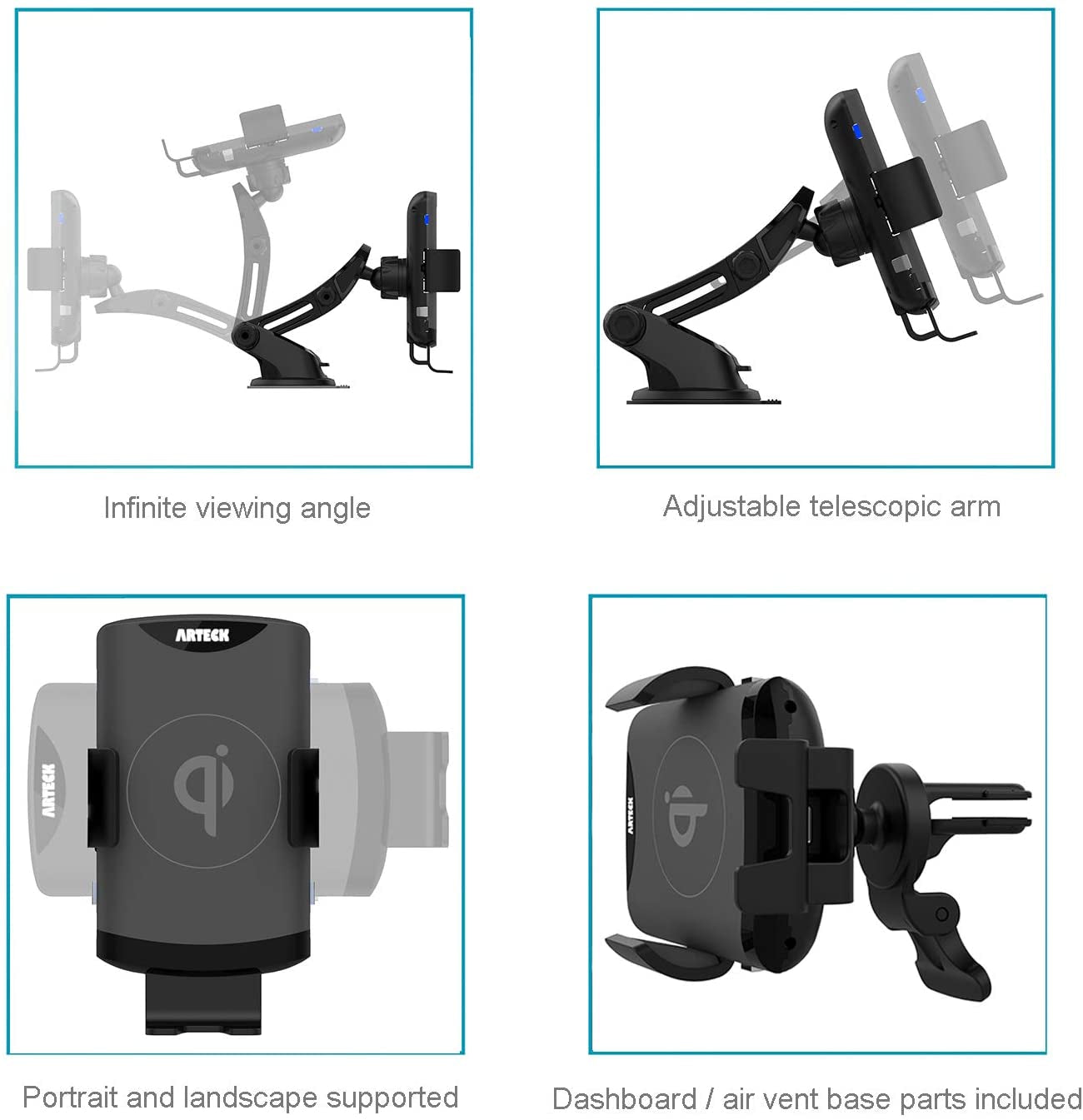 Cargador Rapido Inalambrico Para Auto Coche Cargador De Carro Samsung Y Iphone