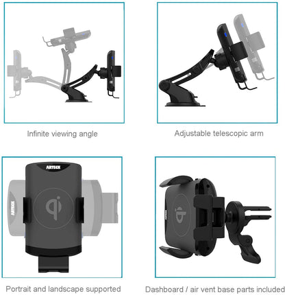 Cargador Rapido Inalambrico Para Auto Coche Cargador De Carro Samsung Y Iphone