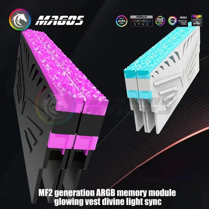Computer RAM Heatsink 5V ARGB MOBO AURA SYNC, Diamond RGB Flow Style, Memory Stick Armor Vest for DDR3 4 5 Universal