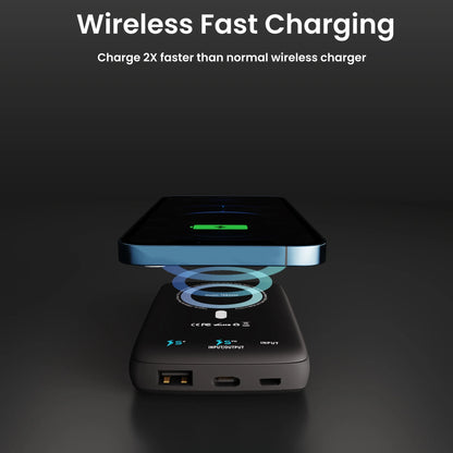 Magnetic 10000Mah Wireless Power Bank, 18W USB-C PD Portable Charger. Compatible with Iphone 14, 13, 12 Only