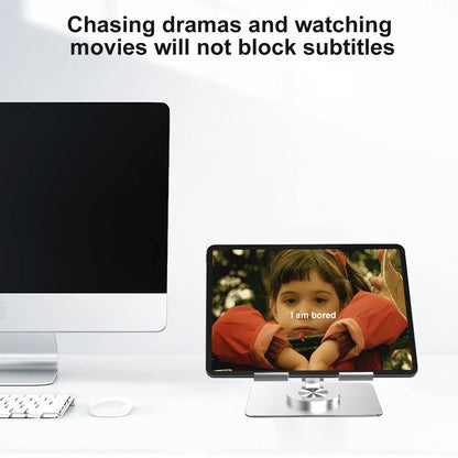 Adjustable Aluminum Alloy Desktop Stand with 360 Rotating Base,Multi-Angle Height Adjustable Desktop Holder Compatible with 4-12.9Inch Ipad,Mobile,Tablet Devices,Silver