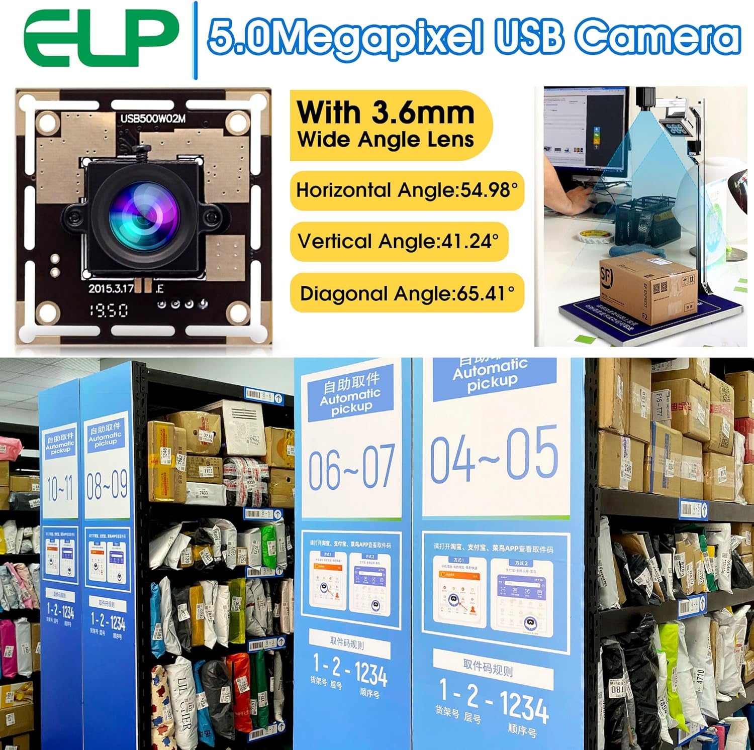 5Mp USB Camera for Computer 3.6Mm Lens MJPEG 5Megapixel Industrial Machine Vision HD USB Camera Module for Windows Linux Android System,Mini UVC USB2.0 Webcam Board for Laptop, PC, Jetson Nano