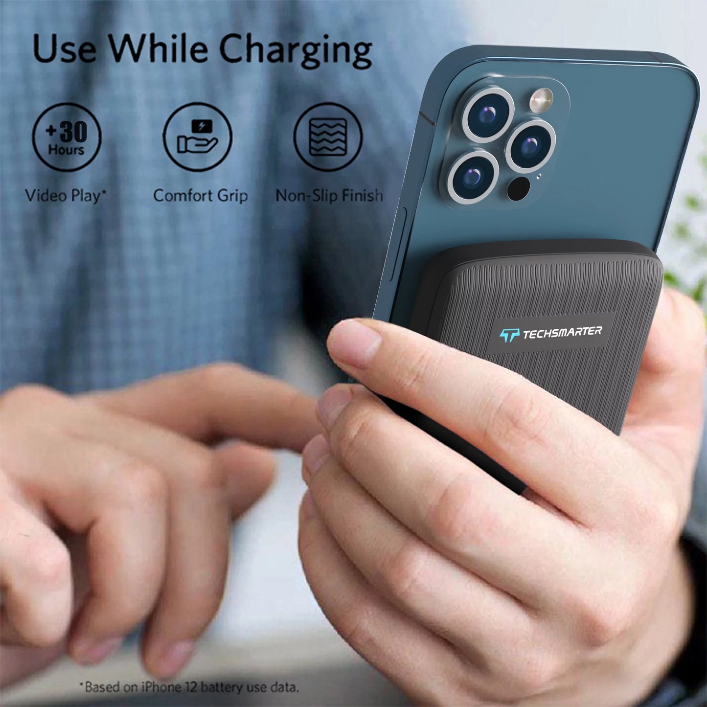 Magnetic 10000Mah Wireless Power Bank, 18W USB-C PD Portable Charger. Compatible with Iphone 14, 13, 12 Only