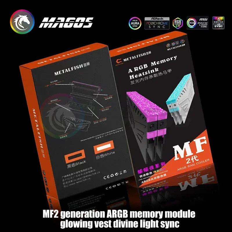 Computer RAM Heatsink 5V ARGB MOBO AURA SYNC, Diamond RGB Flow Style, Memory Stick Armor Vest for DDR3 4 5 Universal