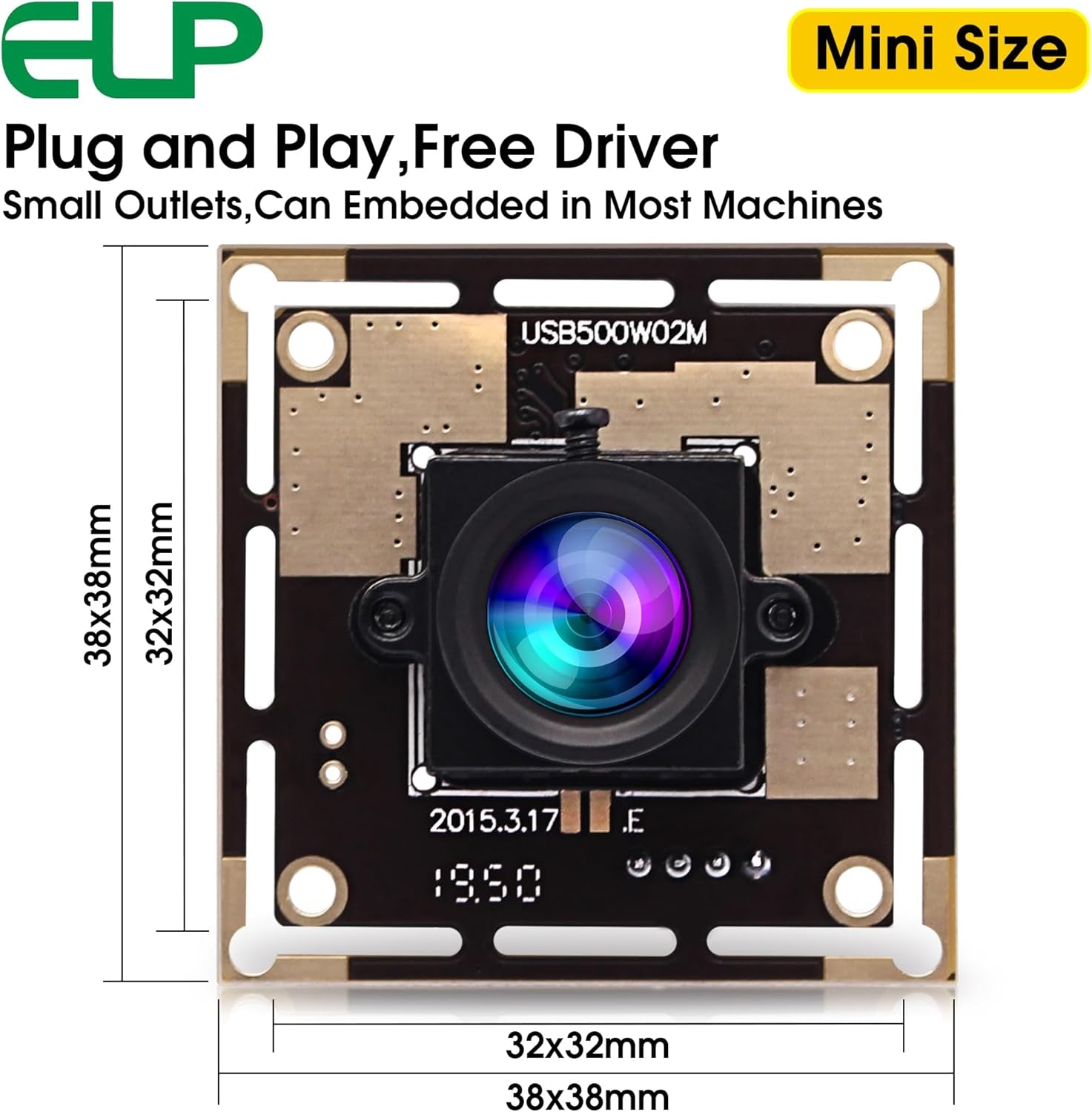 5Mp USB Camera for Computer 3.6Mm Lens MJPEG 5Megapixel Industrial Machine Vision HD USB Camera Module for Windows Linux Android System,Mini UVC USB2.0 Webcam Board for Laptop, PC, Jetson Nano