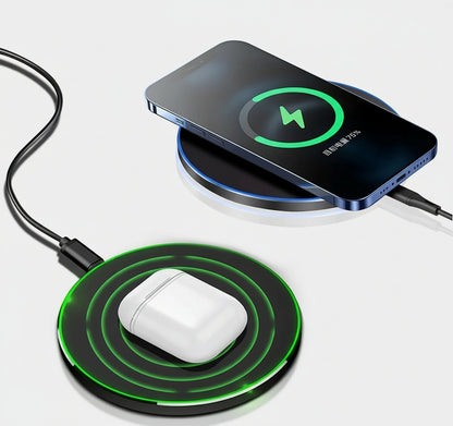 Wireless Charger 15W Fast Charge Aluminum Wireless Charging Pad Compatible with Iphone 16 15 14 13 12 11/XS/XR/8, Samsung Galaxy S25/S24/S23 S22/S21, Note 20/10