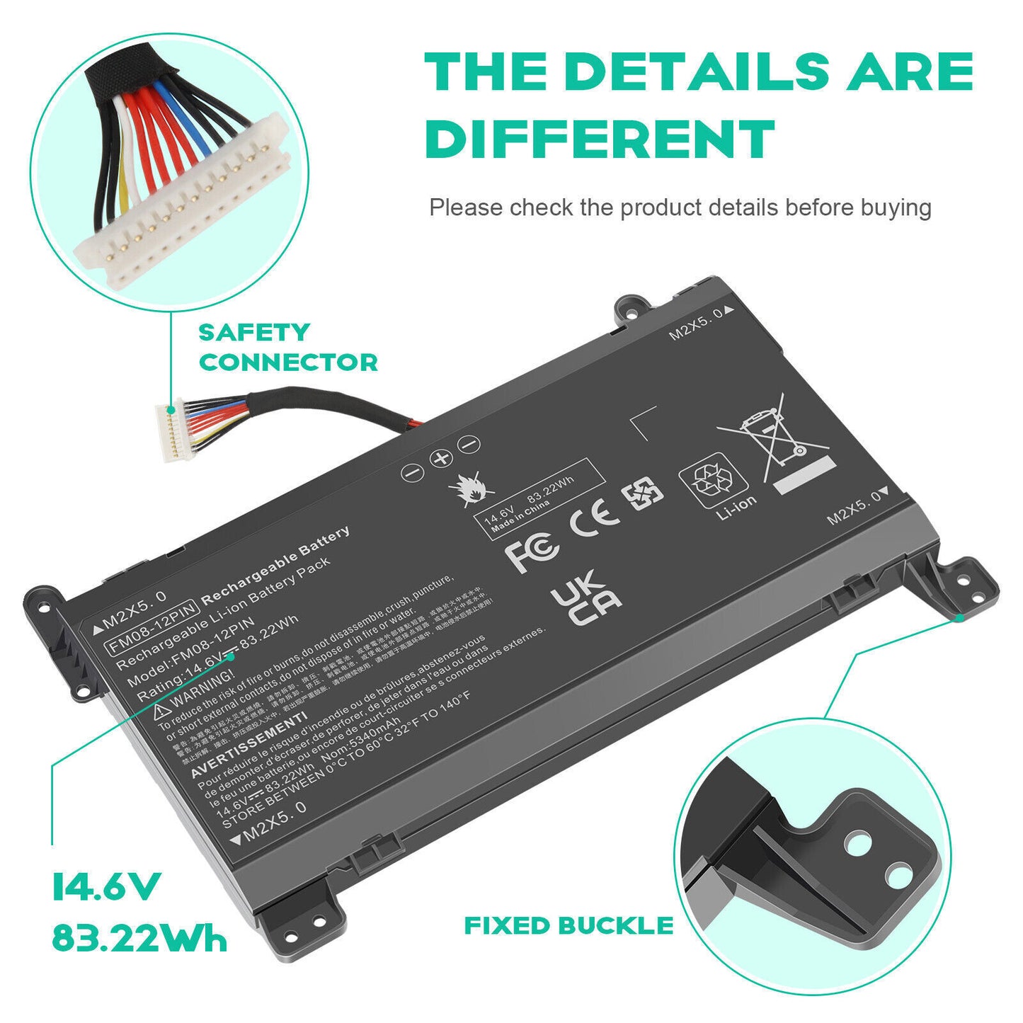 FM08 Battery for HP OMEN 17-An1Xx 17T-AN000 HSTNN-LB8B 922753-421 922977-855