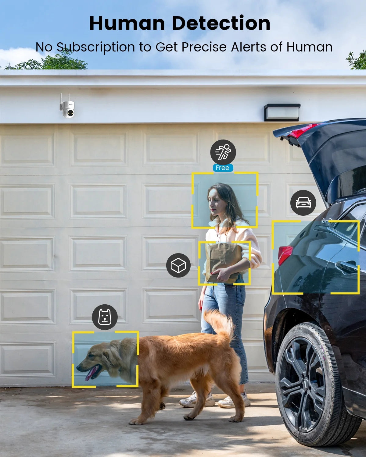 Security Cameras Wireless Outdoor, 2K Wifi Solar Camera for Home Surveillance, 360 View PTZ, Battery Powered, Color Night Vision, Motion Sensor