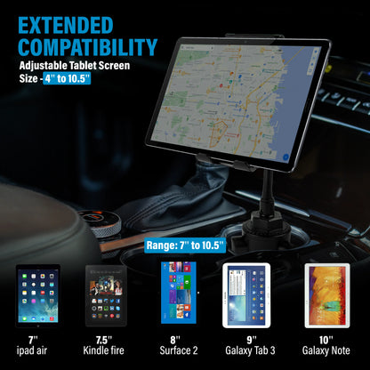 Car Cup Holder Phone Mount 2 in 1 Cup Holder Tablet Mount & Cup Phone Holder for Car with Adjustable Base