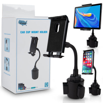 Car Cup Holder Phone Mount 2 in 1 Cup Holder Tablet Mount & Cup Phone Holder for Car with Adjustable Base
