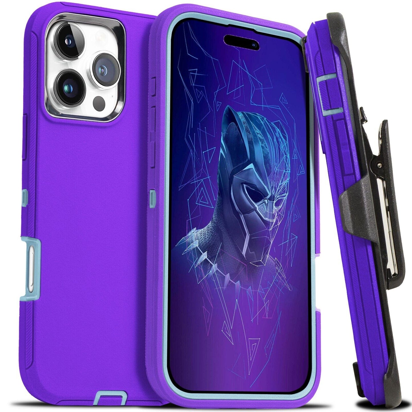 For Iphone 16 15 14 plus 13 12 Pro Max Shockproof Heavy Duty Case + Belt Clip