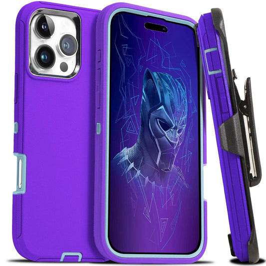 For Iphone 16 15 14 plus 13 12 Pro Max Shockproof Heavy Duty Case + Belt Clip