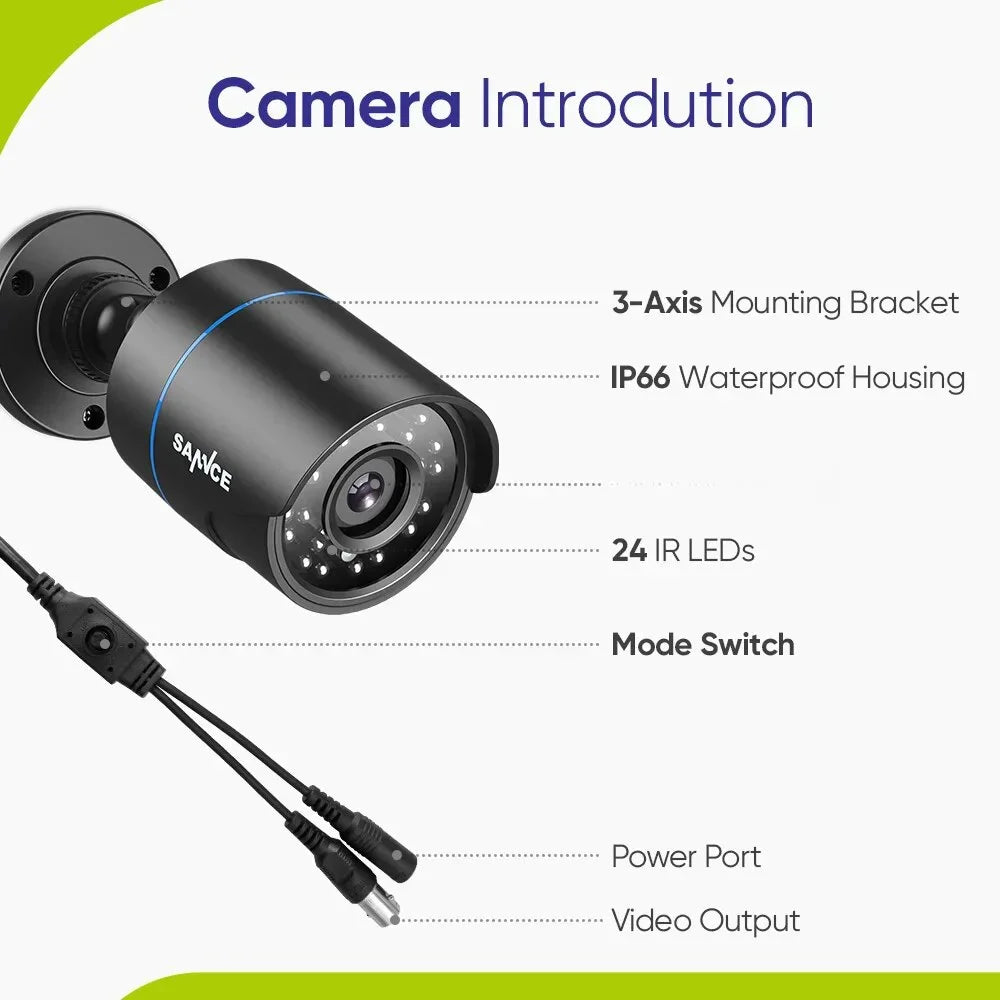 SANNCE 1X 2X 1080P Outdoor Bullet Home CCTV Security Camera 100Ft IR Night Vision Weatherproof Cameras 2MP CCTV Surveillance