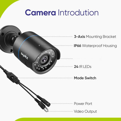 SANNCE 1X 2X 1080P Outdoor Bullet Home CCTV Security Camera 100Ft IR Night Vision Weatherproof Cameras 2MP CCTV Surveillance