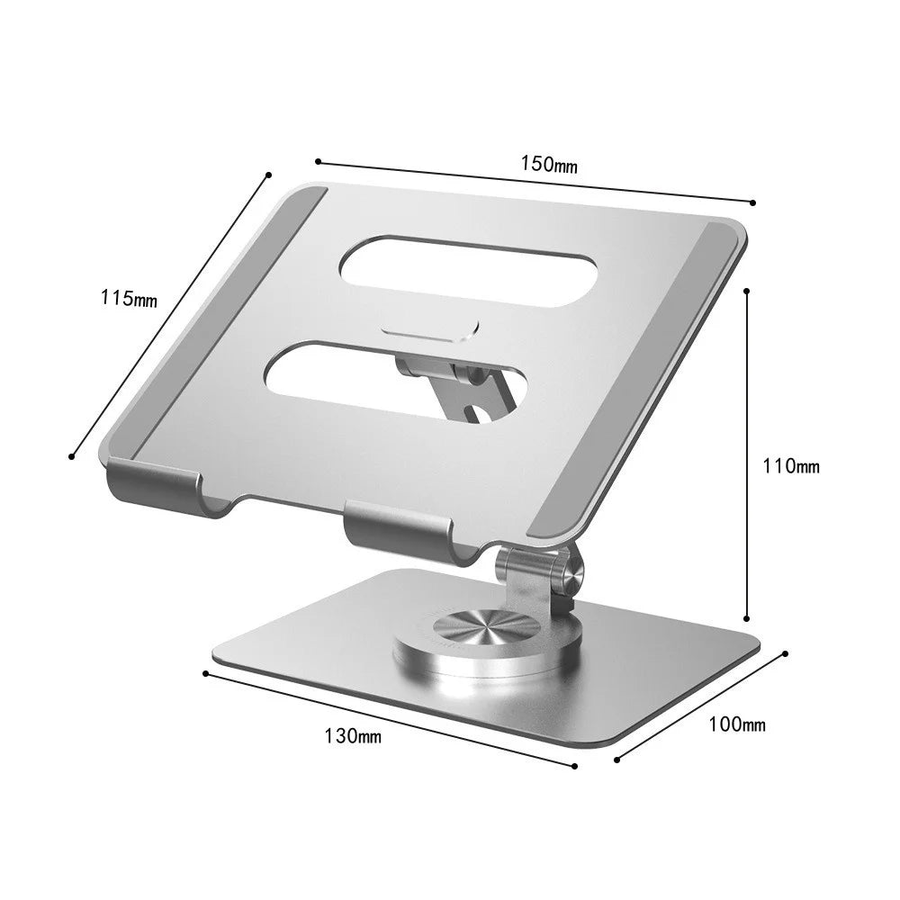 Adjustable Aluminum Alloy Desktop Stand with 360 Rotating Base,Multi-Angle Height Adjustable Desktop Holder Compatible with 4-12.9Inch Ipad,Mobile,Tablet Devices,Silver
