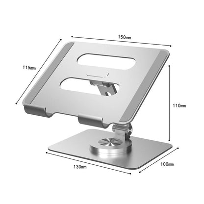 Adjustable Aluminum Alloy Desktop Stand with 360 Rotating Base,Multi-Angle Height Adjustable Desktop Holder Compatible with 4-12.9Inch Ipad,Mobile,Tablet Devices,Silver