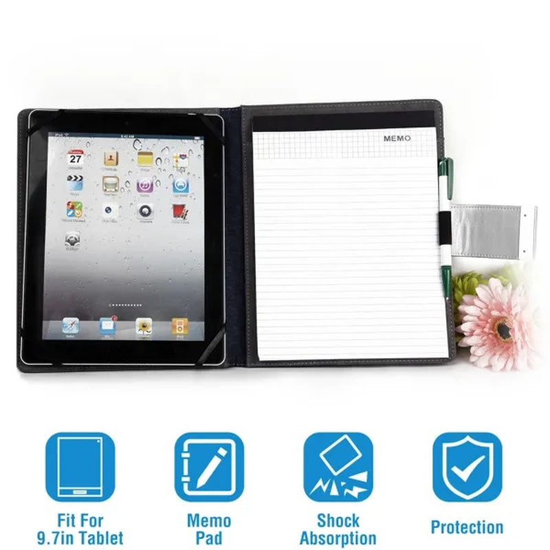 Tablet PC Protector Organizer Case for 9.7In Tablets Business Tablet Portfolio with Notepad Paper