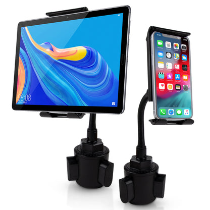 Car Cup Holder Phone Mount 2 in 1 Cup Holder Tablet Mount & Cup Phone Holder for Car with Adjustable Base