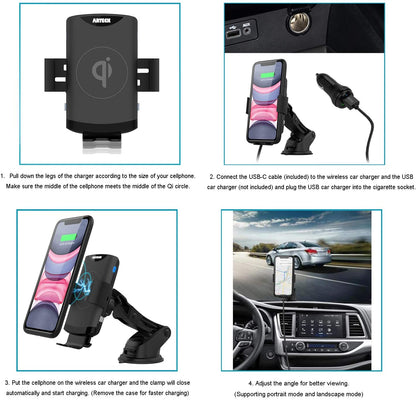 Cargador Rapido Inalambrico Para Auto Coche Cargador De Carro Samsung Y Iphone