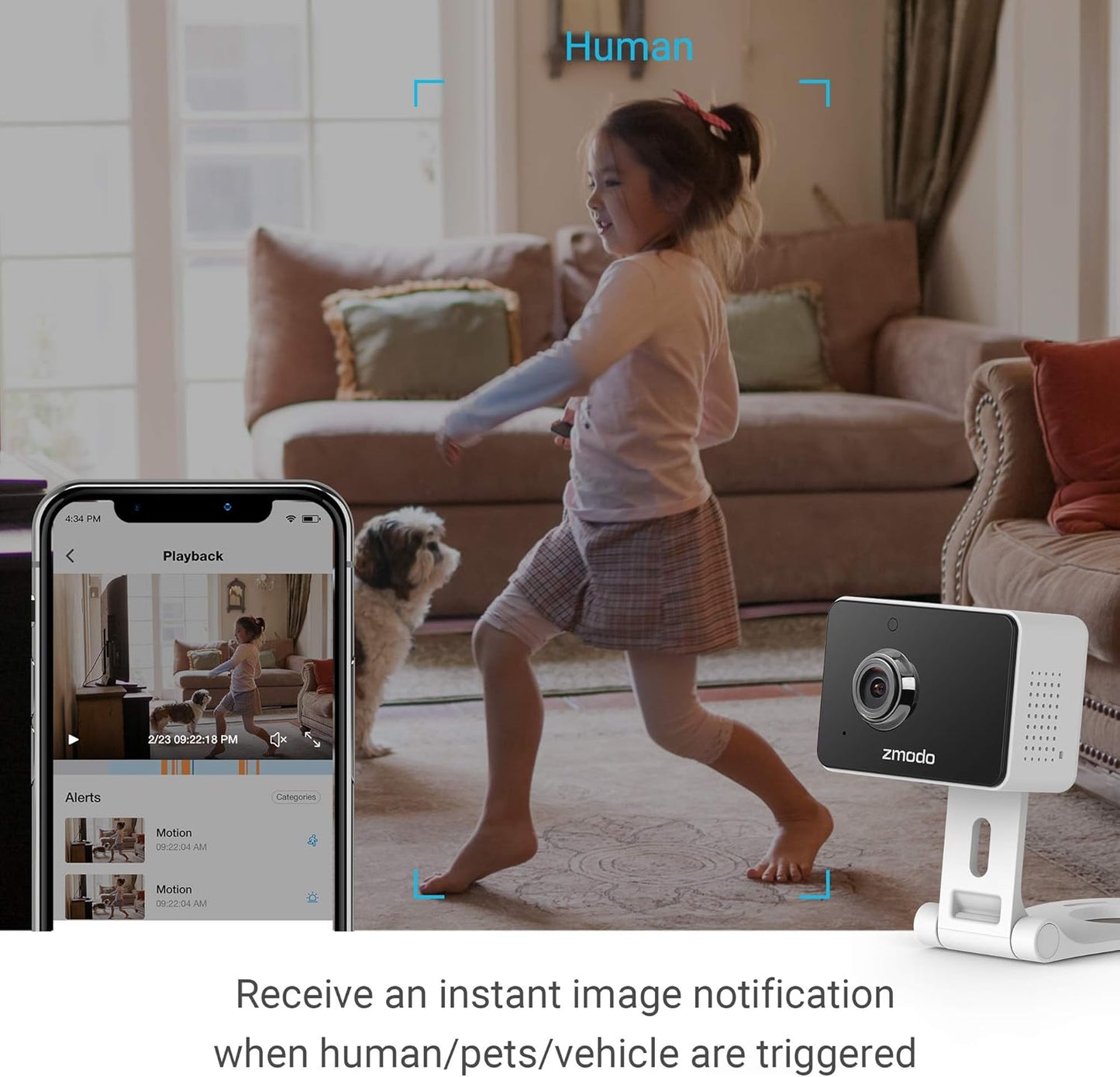 1080P Mini Wifi Pet Camera Two-Way Audio Smart Home Camera with Night Vision, Compatible with Alexa & the Google Assistant (2 Pack)