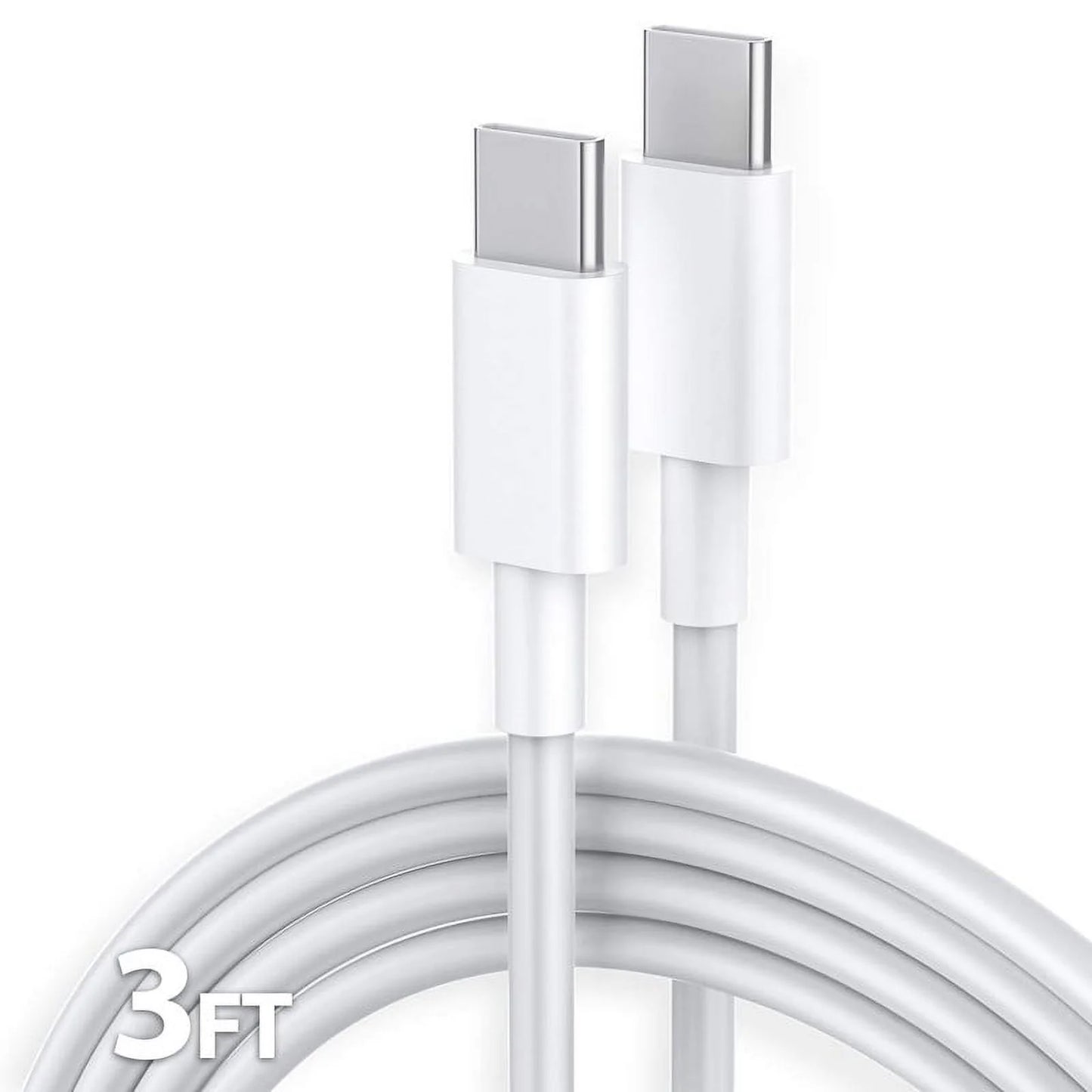 USB-C to USB-C PD Fast Charger OEM Charging Cable Compatible with Iphone 16 /15 Pro Max plus / Samsung Galaxy S25 S24 S23 S22 Ultra / Ipad Pro / Universal for All Type-C (3Ft, White)