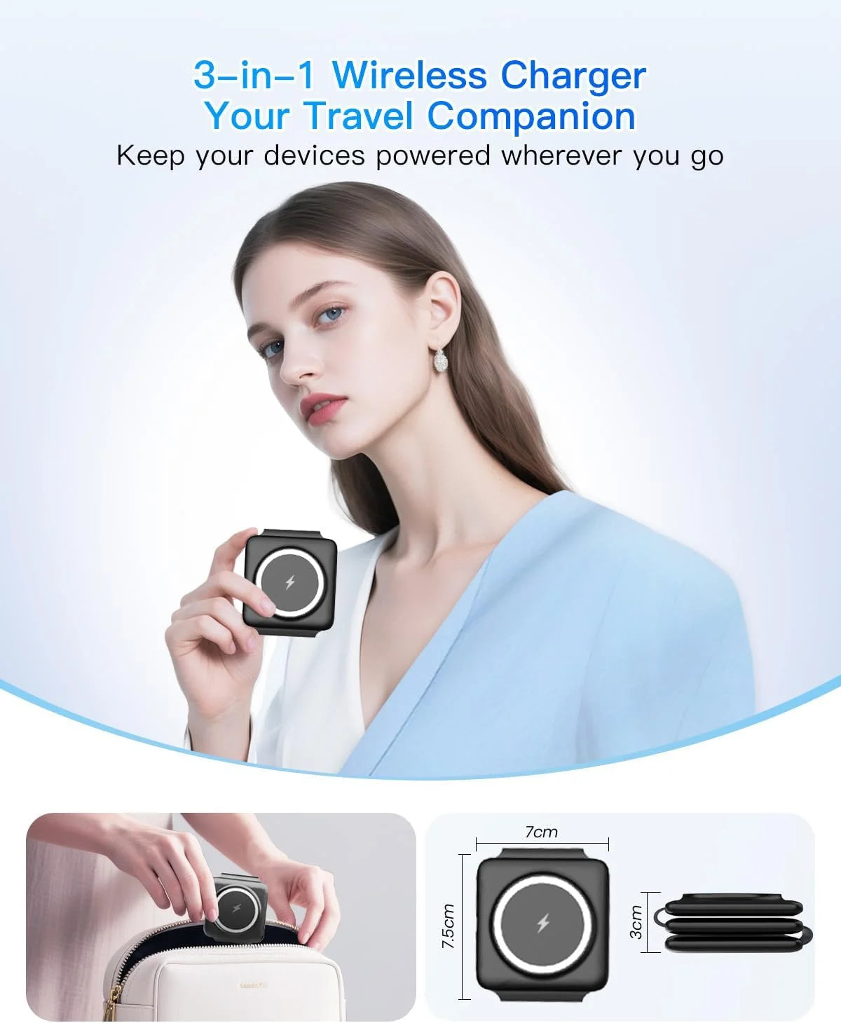 Magnetic Wireless Charger Compatible for Iphone: Fodable 3 in 1 Charging Station for Apple Multiple Devices - Travel Charging Pad Dock Compatible for Iphone 17 16 15 14 13 12 Pro Max plus & Airpod