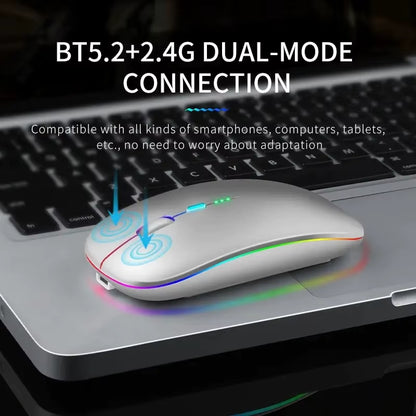 2.4Ghz Bluetooth Wireless Mouse with USB Rechargeable RGB Mouse for Computer Laptop PC Macbook Gaming Mouse Gamer