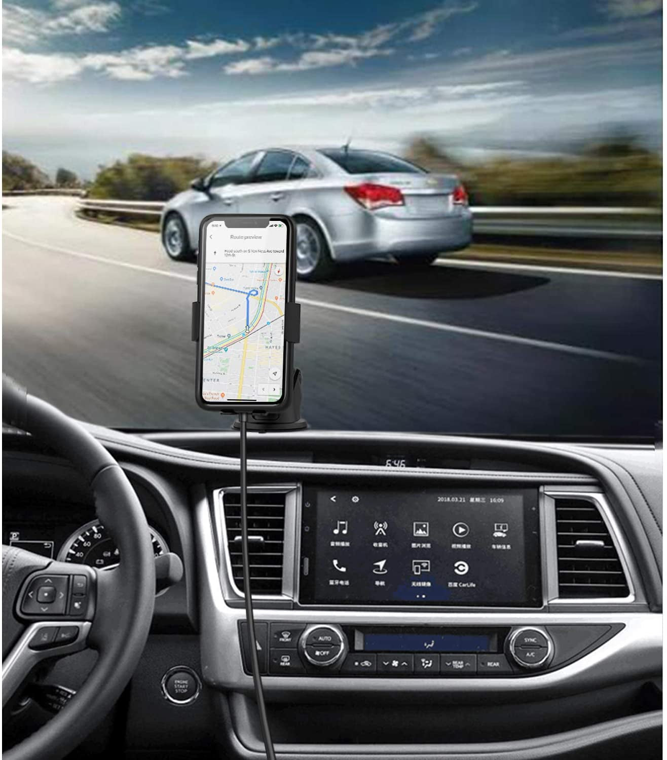 Cargador Rapido Inalambrico Para Auto Coche Cargador De Carro Samsung Y Iphone