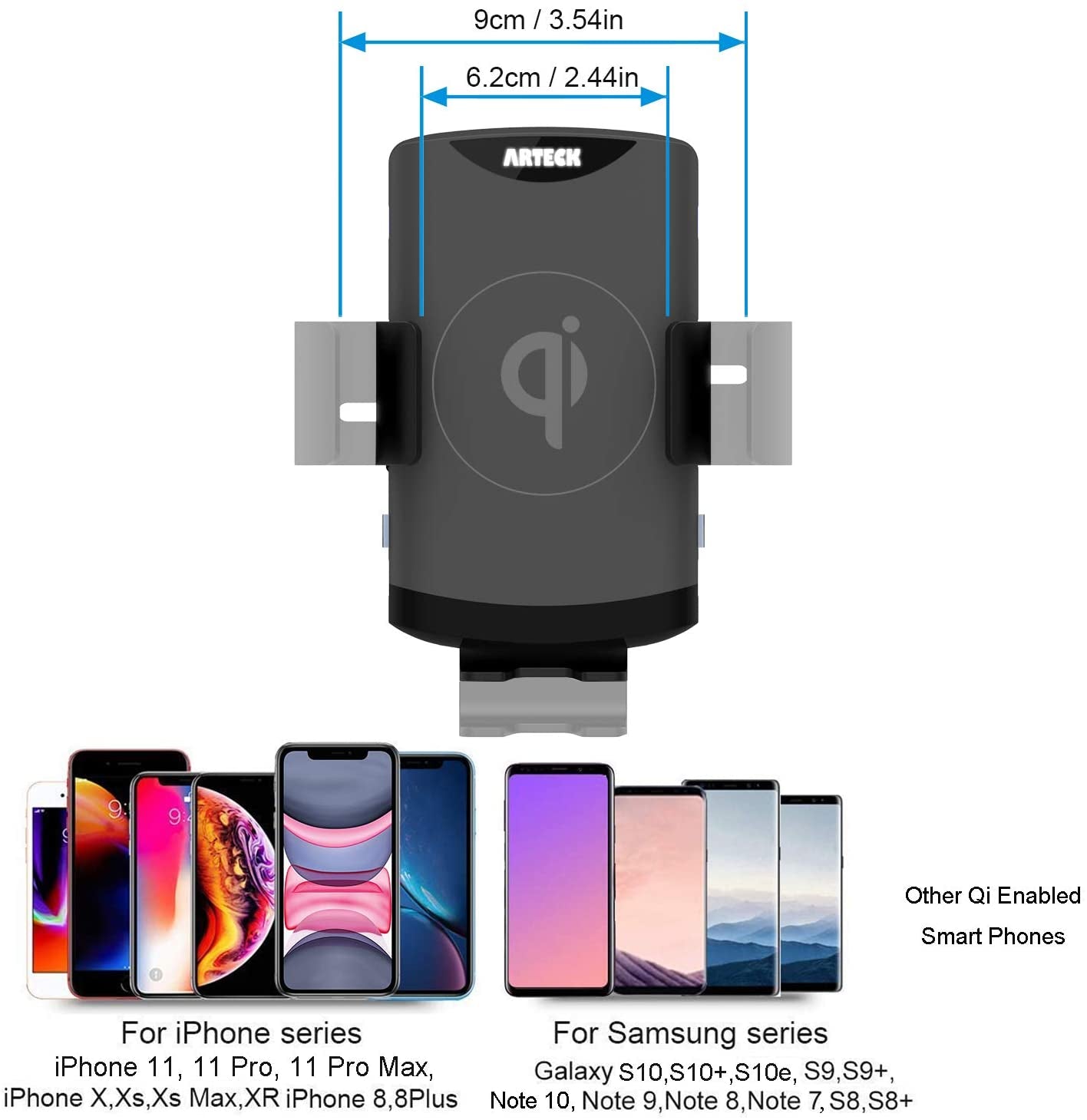 Cargador Rapido Inalambrico Para Auto Coche Cargador De Carro Samsung Y Iphone