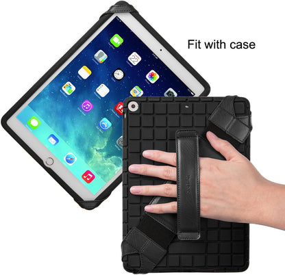 Universal Tablet Hand Holder Strap, 360 Degrees Swivel Leather Handheld Grip with Elastic Belt, Secure & Portable for 10.1" Tablets (Samsung Asus Ipad Etc), Black