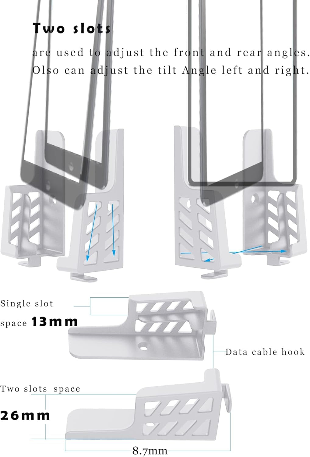 Universal Tablet Wall Mount Dock for Ipad Compatible with Phone Wall Mount for Charge Bedside Damage-Free Fit for Iphone/Tablet/Ipad/Kindle/E-Book/Fixed by Adhesive or Screws (2 Set)