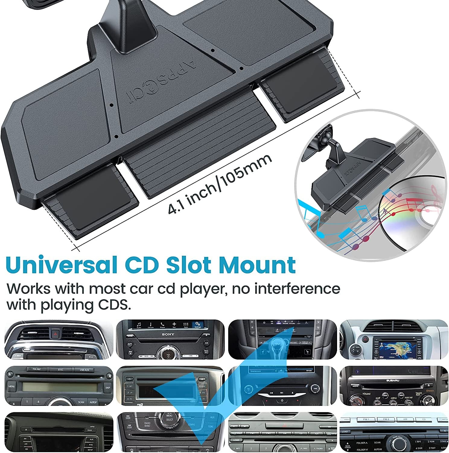 CD Phone Holder, anti Shake CD Player Phone Mount, Magnetic Car Phone Mount