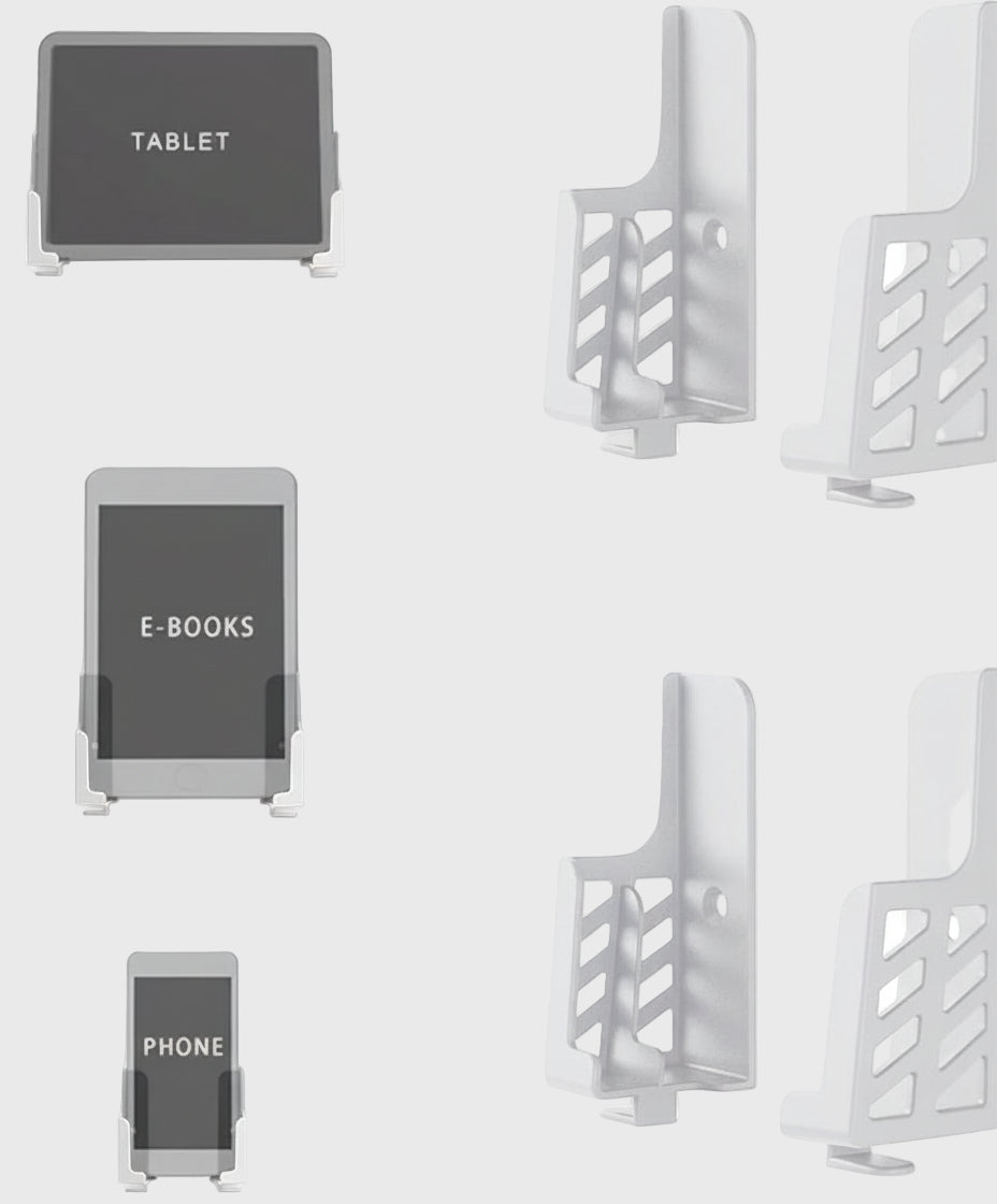 Universal Tablet Wall Mount Dock for Ipad Compatible with Phone Wall Mount for Charge Bedside Damage-Free Fit for Iphone/Tablet/Ipad/Kindle/E-Book/Fixed by Adhesive or Screws (2 Set)