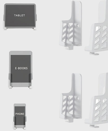 Universal Tablet Wall Mount Dock for Ipad Compatible with Phone Wall Mount for Charge Bedside Damage-Free Fit for Iphone/Tablet/Ipad/Kindle/E-Book/Fixed by Adhesive or Screws (2 Set)