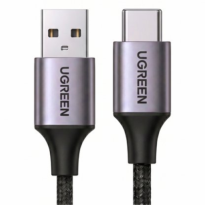 Close image of UGREEN USB cable grey color.