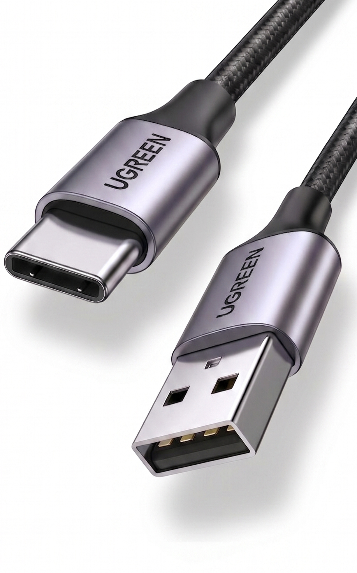 Close Up Image of USB-A to USB-C Grey Color