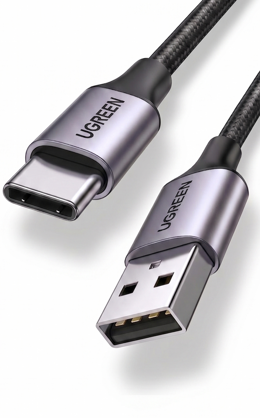 Close Up Image of USB-A to USB-C Grey Color