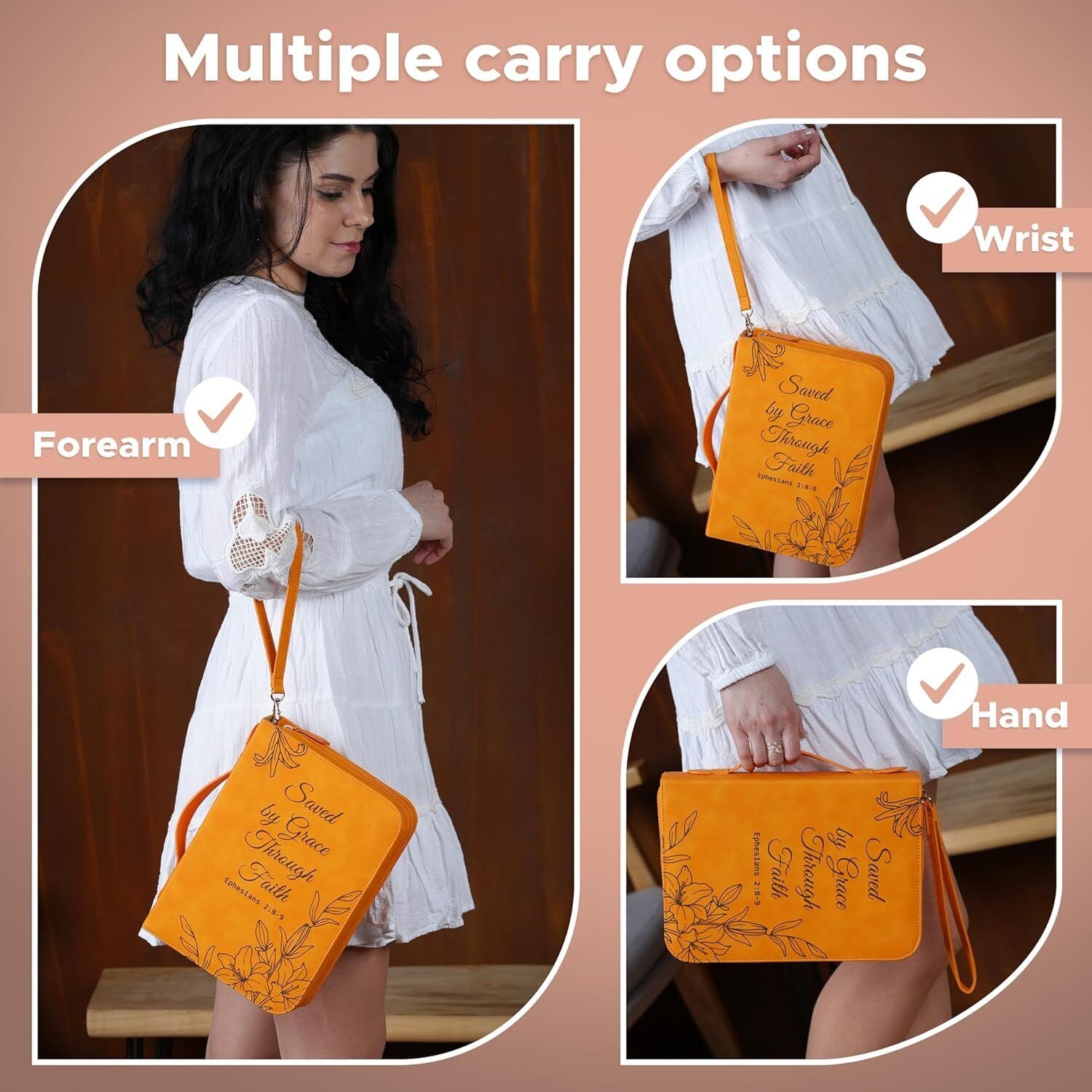 Large Bible Cover Case for Women (11"X8"X2.5") PU Leather Bible Cover for Girl