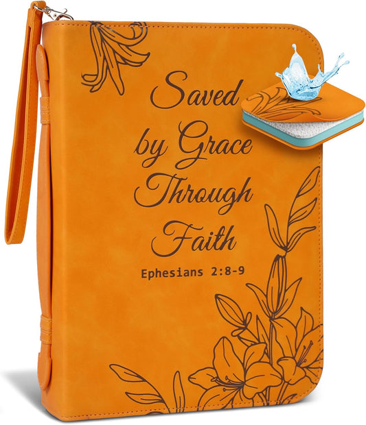 Large Bible Cover Case for Women (11"X8"X2.5") PU Leather Bible Cover for Girl