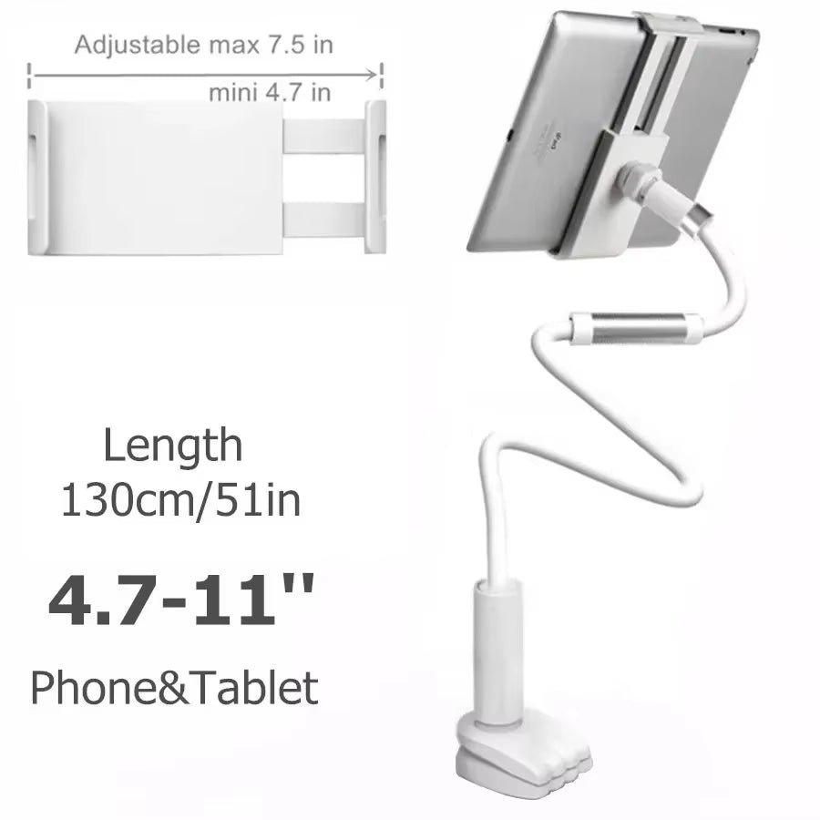 Desktop Phone Tablet Stands 130Cm Tablet Holder Adjustable Mount for Tablet 4.0 to 11 Inch Bed Tablet PC Stand Metal Support
